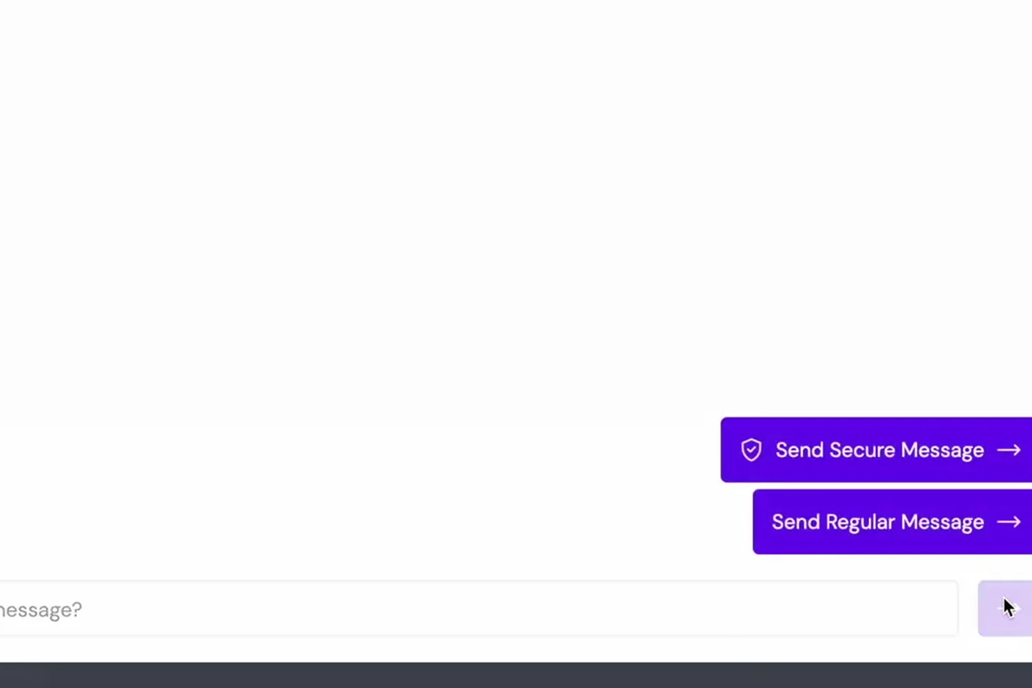 The Send Secure Message and Send Regular Message buttons shown when sending a text